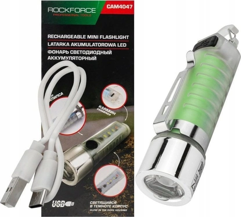 Rockforce Rechargeable mini LED flashlight 6in1