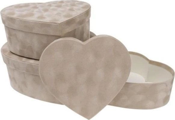 Flower Box 3 pcs velvet heart