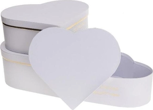 Flower Box 3 pcs  white heart