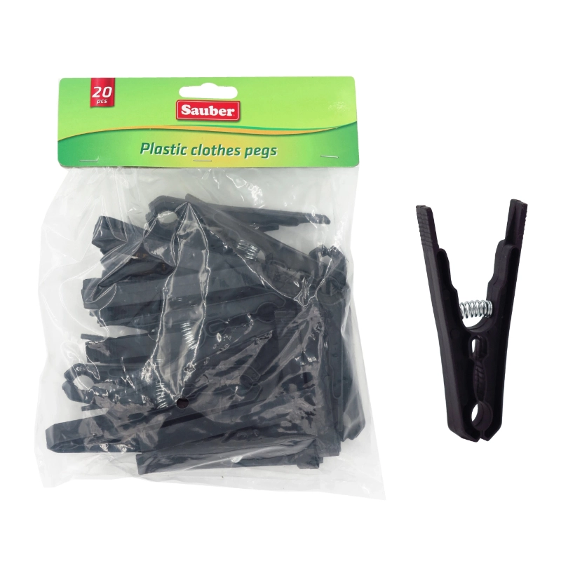 Veļas knaģi plastmasas 20gab melni 24801131