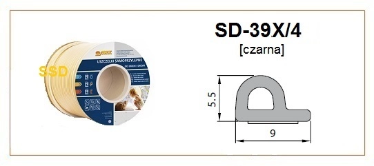 Blīvgumija dubultā P profils melns (2x50m)
