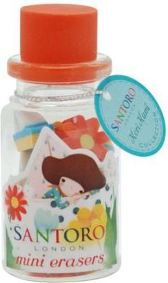 Mini erasers in glass bottles (red)