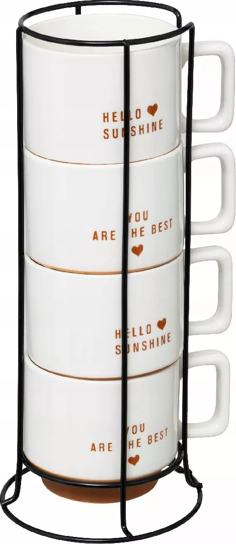 Set of 4 HELLO porcelain cups