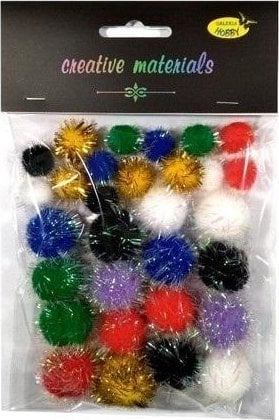 Colorful glitter pompoms 15-25mm 30 pcs
