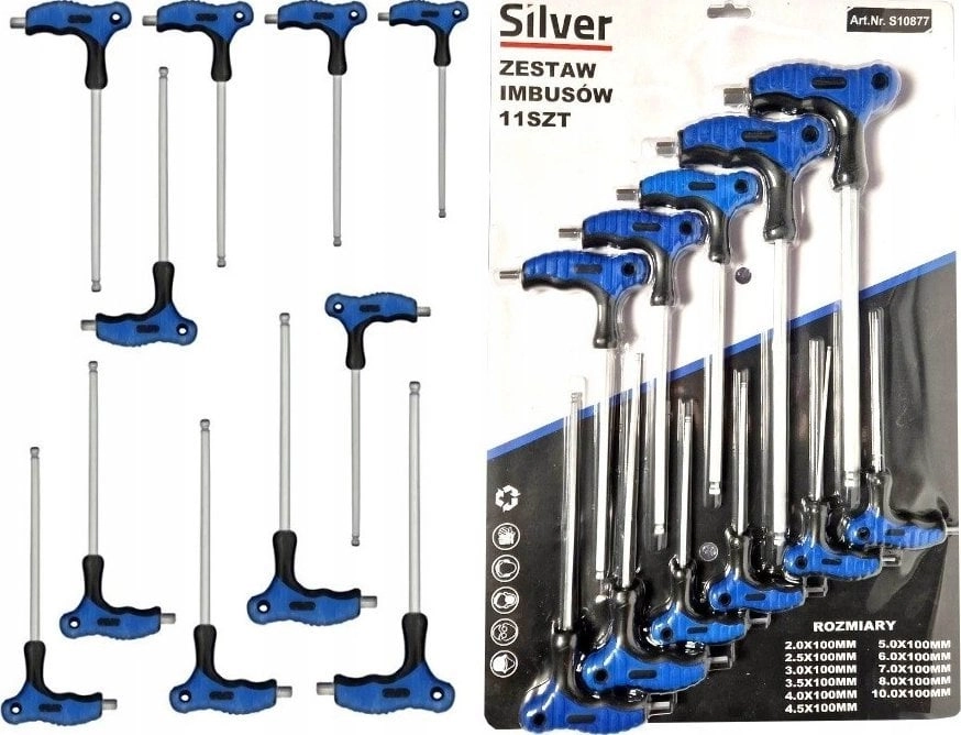 Silver WKRĘTAKI 11szt. TYP T HEX