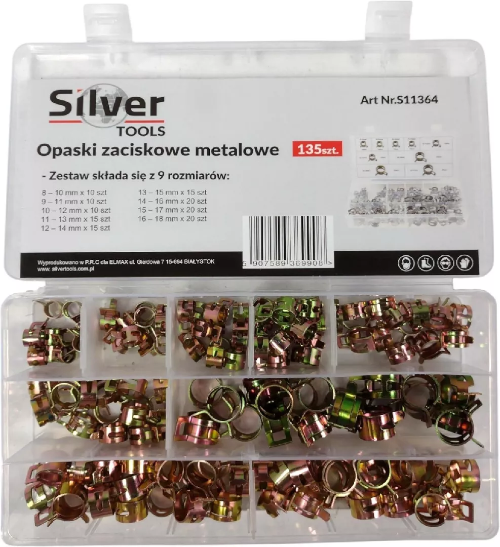 METAL CLAMPS 135 pcs. SILVER 11364