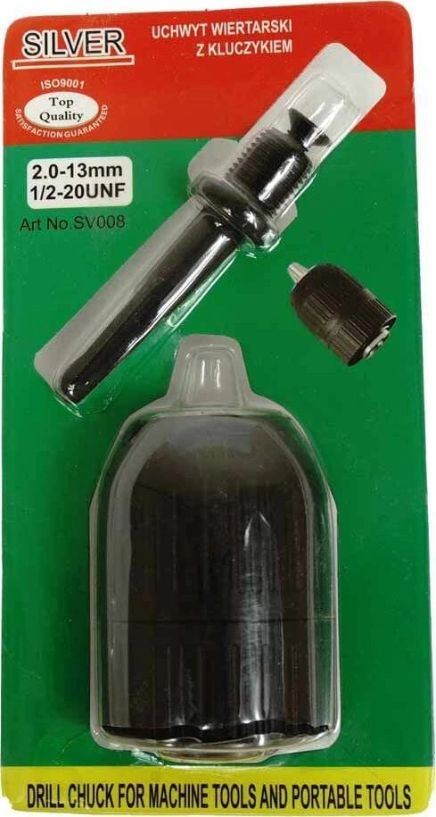 Silver DRILL HEAD 13mm-1/2-KEY+ADAPTER / SILVER
