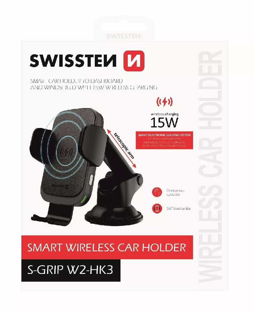 Wireless charger Swissten 15W with suction