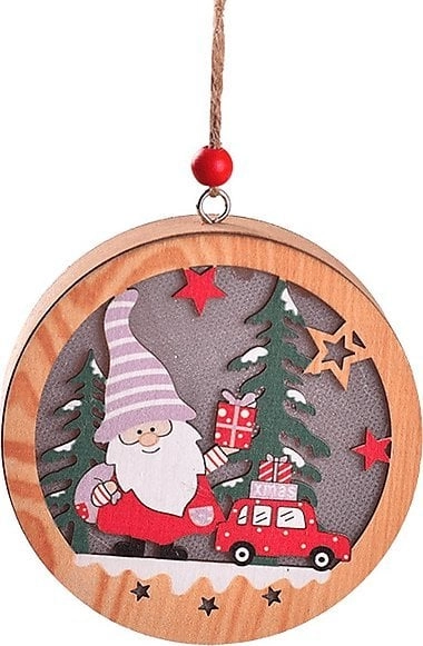 Wooden Christmas Lamp Gnome and Car