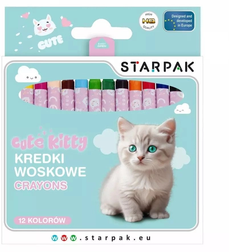 WAX PENCILS 12 COL CUTIES KITTY