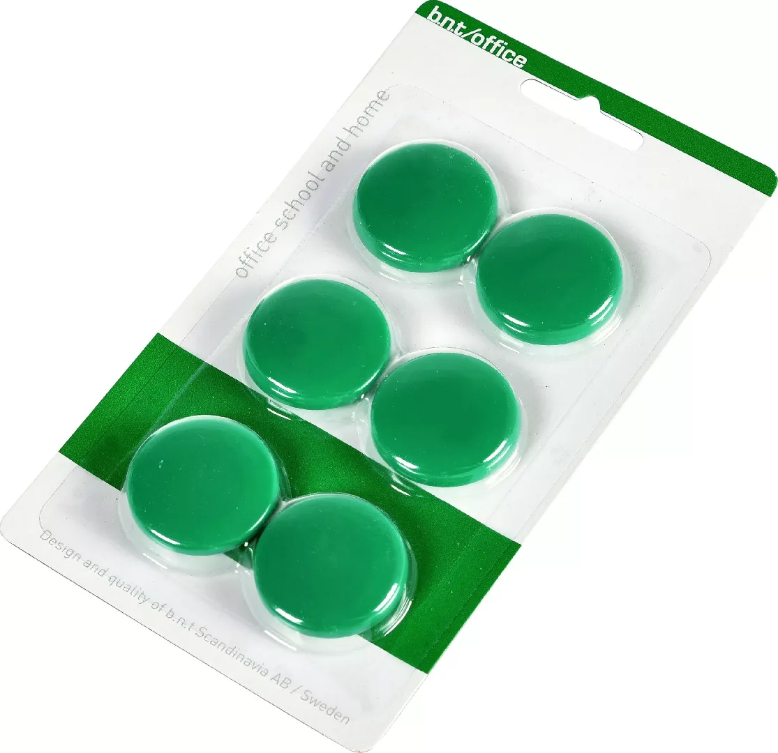 Magnets bnt green Ø30mm blister 6pcs/pack