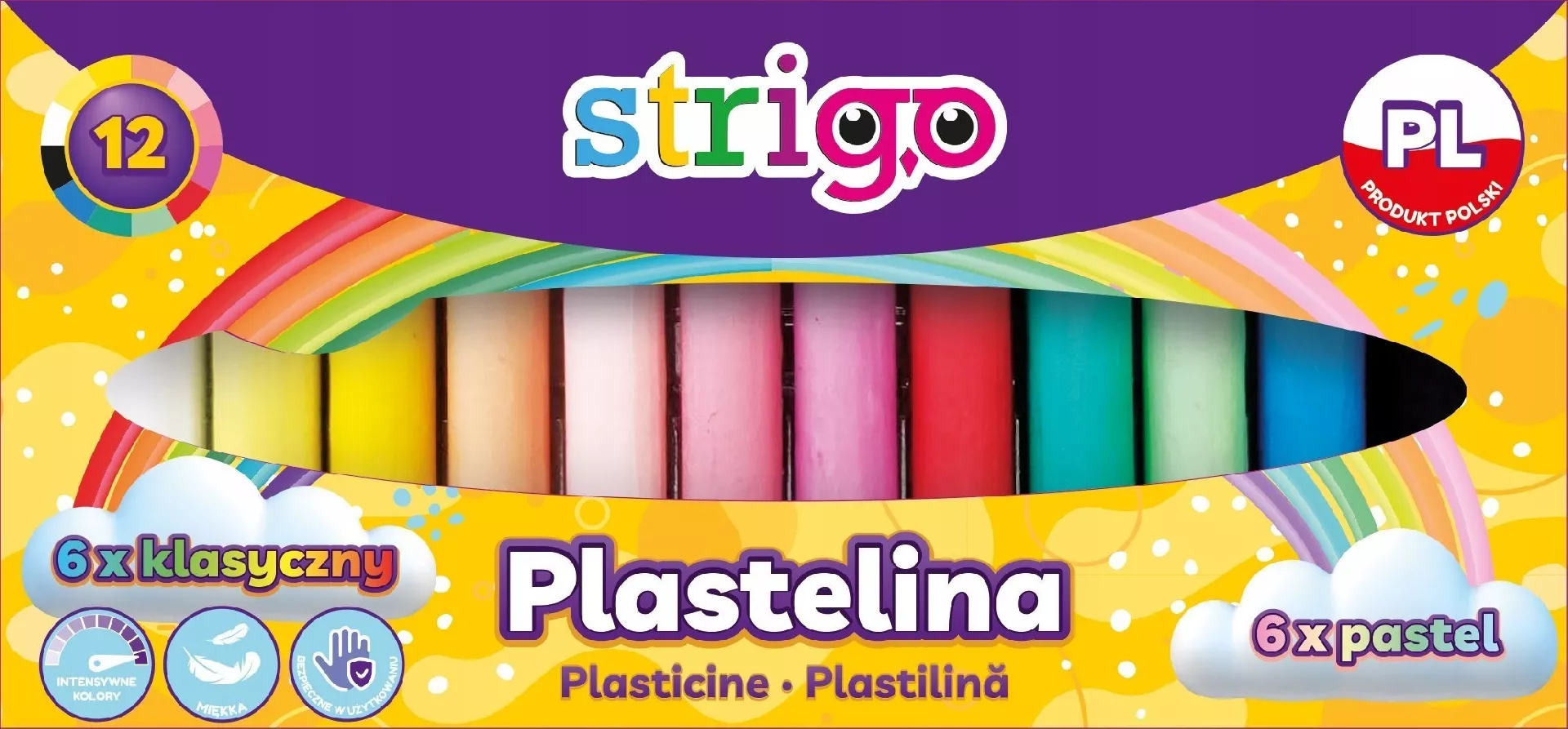 Strigo Plasticine 12 colors  classic pastel