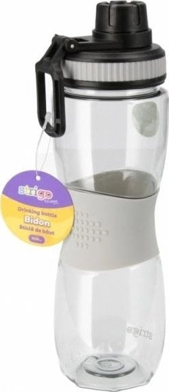 Gray water bottle with rubber handle