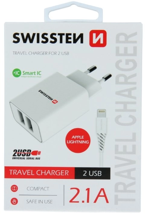Swissten charger 2x USB-A 2.1