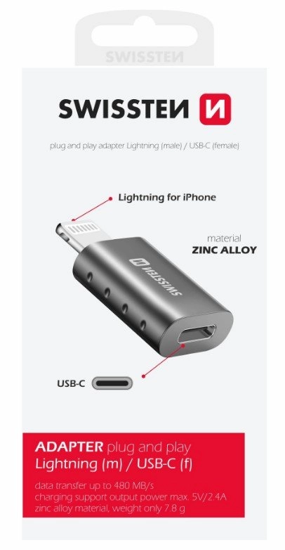 Adapter USB Swissten Adapter Lightning(M)/USB-C(F) Swissten