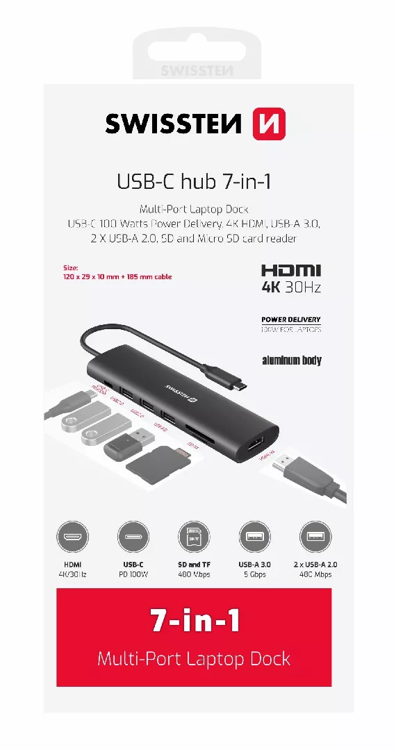 Swissten Multi-port laptop docking station USB-C