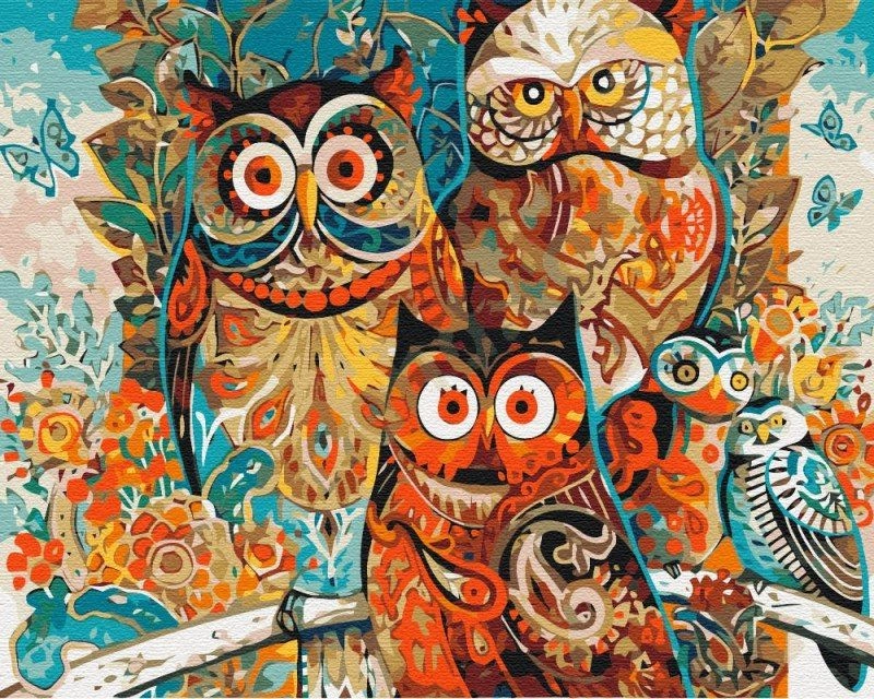 Paint it! Painting by numbers. Owls