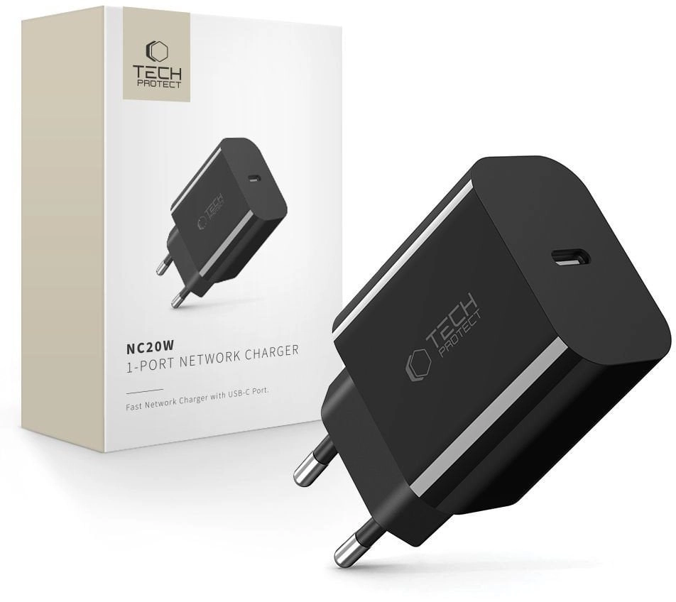 Tech-Protect PD20W wall charger  black 5906302319039