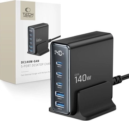 Ładowarka Tech-Protect TECH-PROTECT DC140W-GAN 5-PORT DESKTOP