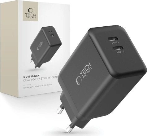 Tech-Protect NC45W-GAN 2xUSB-C Network Charger PD45W