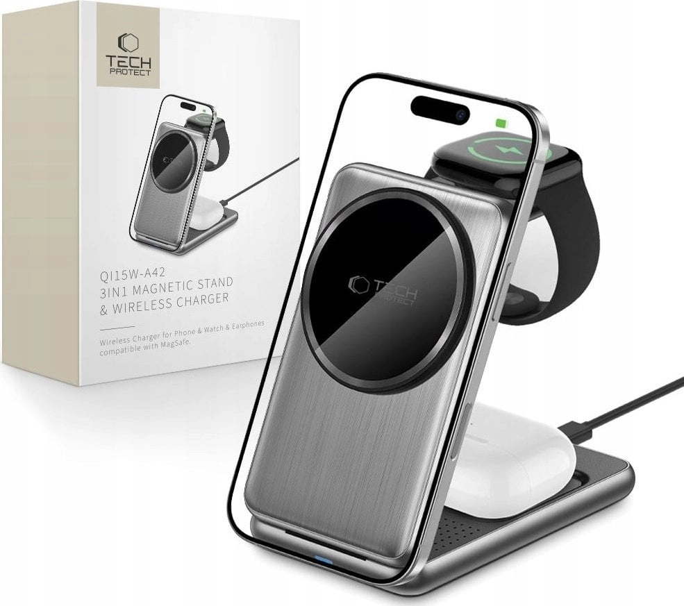 Ladowarka bezprzewodowa Tech-Protect QI15W-A42 3in1 Magnetic