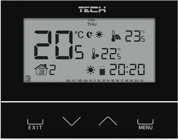 Tech Sterownik pokojowy ST-293v3 czarny  dwustanowy