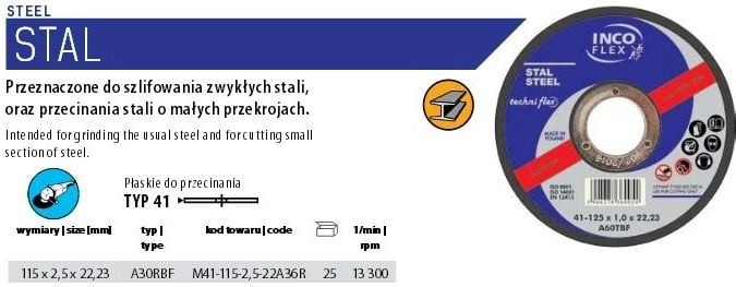Techniflex Tarcza do cięcia metalu 115