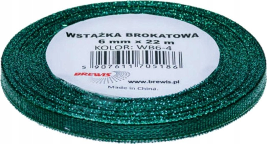 Teka Green glitter ribbon 6mmx22m 574601