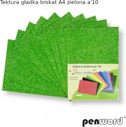 A4 cardboard  smooth  green glitter  10