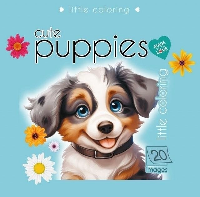 Coloring page 140x140 Cute dogs turquoise