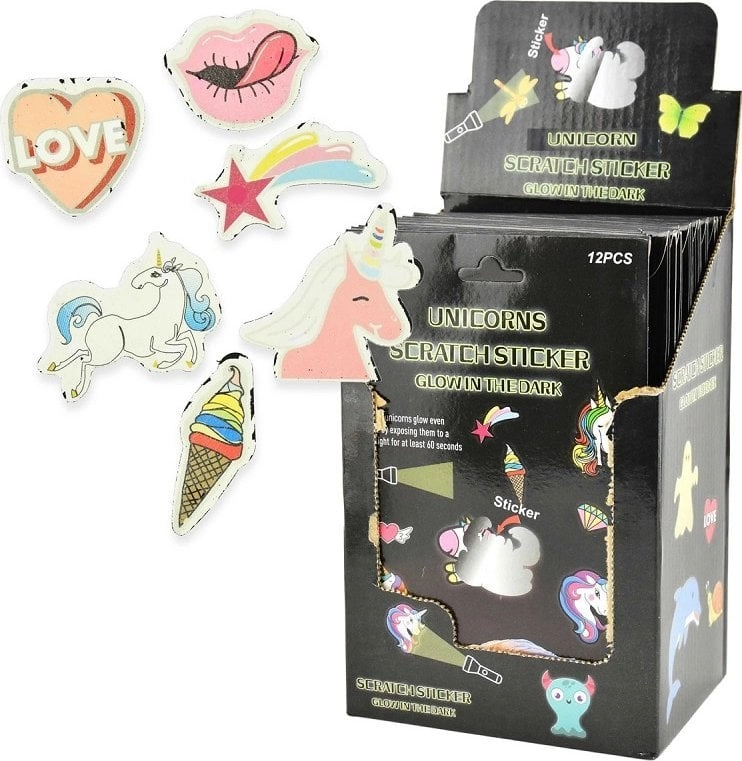 Glow in the dark scratch stickers