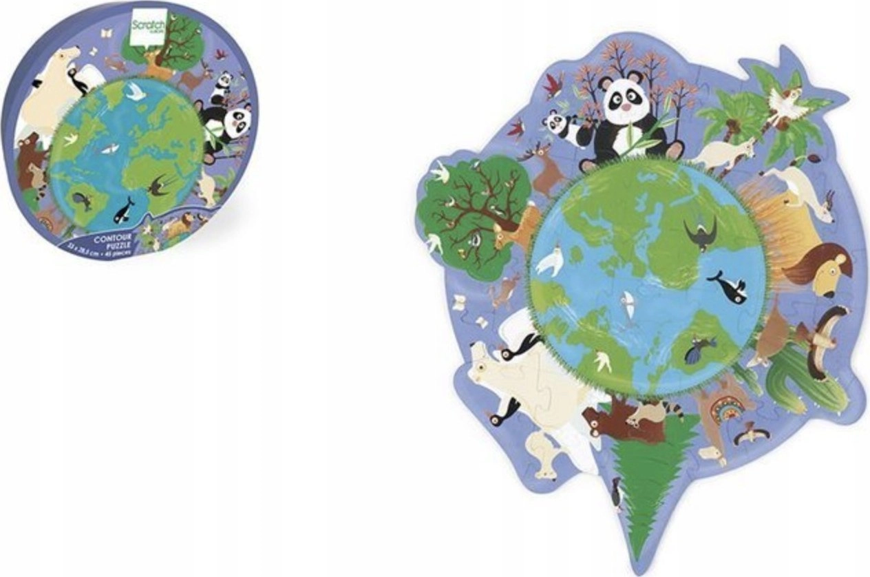 Puzzle 45 contour world map 5414561811961