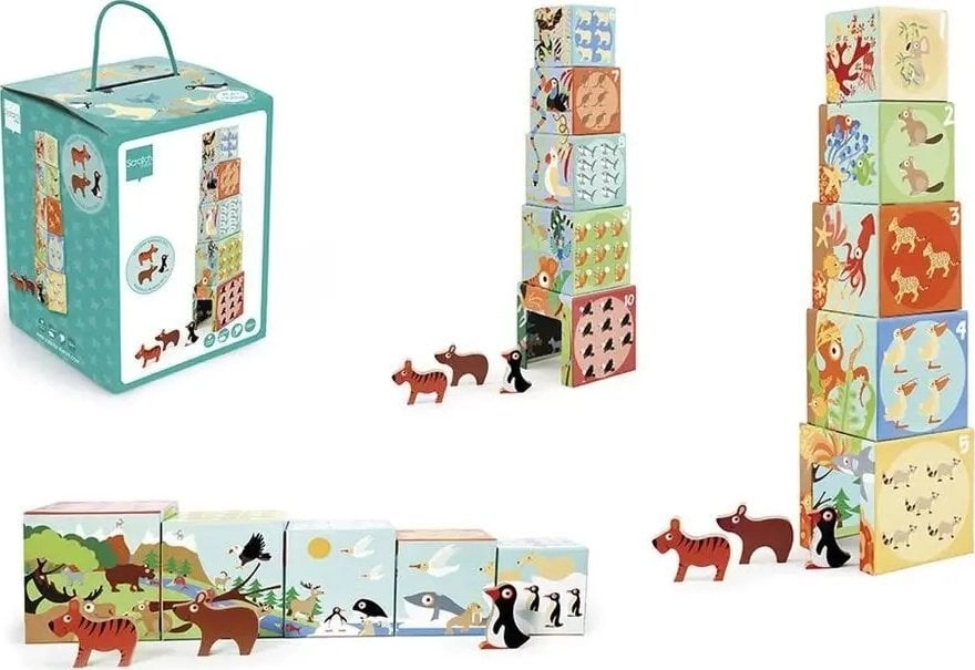Educational pyramid with Wild Animals figures