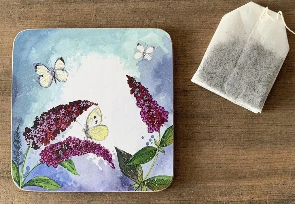 C228 Butterflies and buddleia cup mat