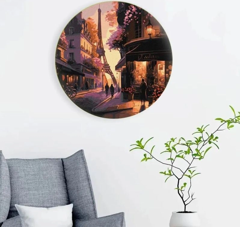 Round painting by numbers - Eiffel