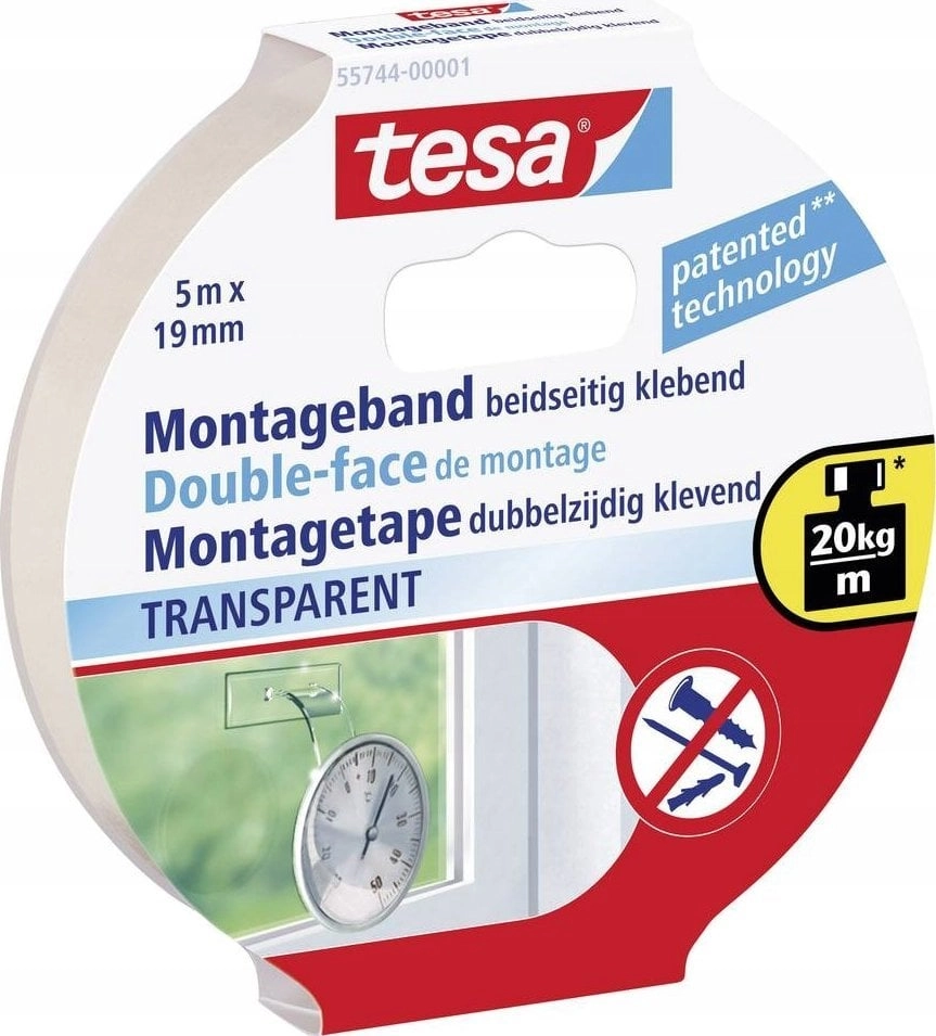 Tesa Powerbond Transparent mounting tape 5m