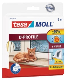 Tesa D-Profil rubber seal 25m white