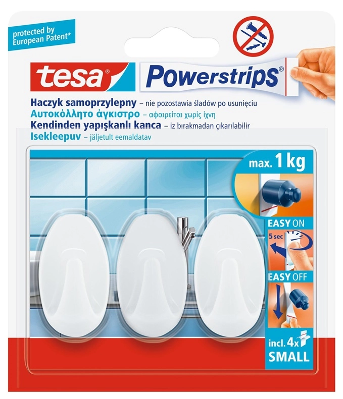 Tesa Self-adhesive hook Powerstrips small white