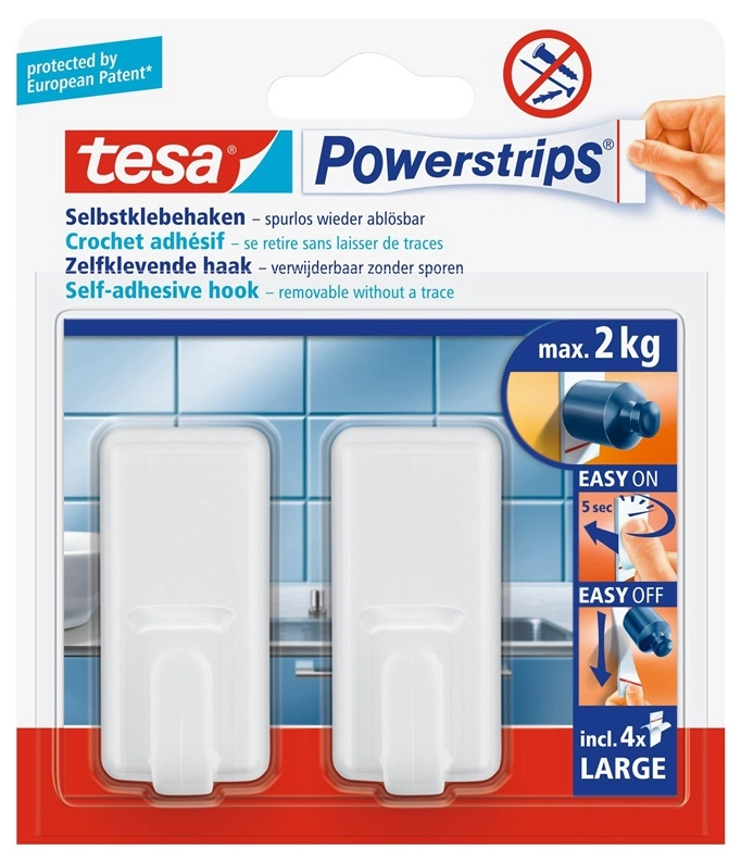 Tesa Self-adhesive hook Powerstrips 2 pcs