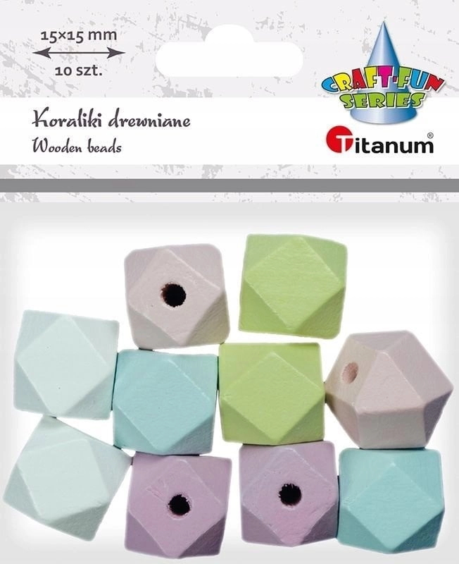 Wooden cube beads cut pastel 10