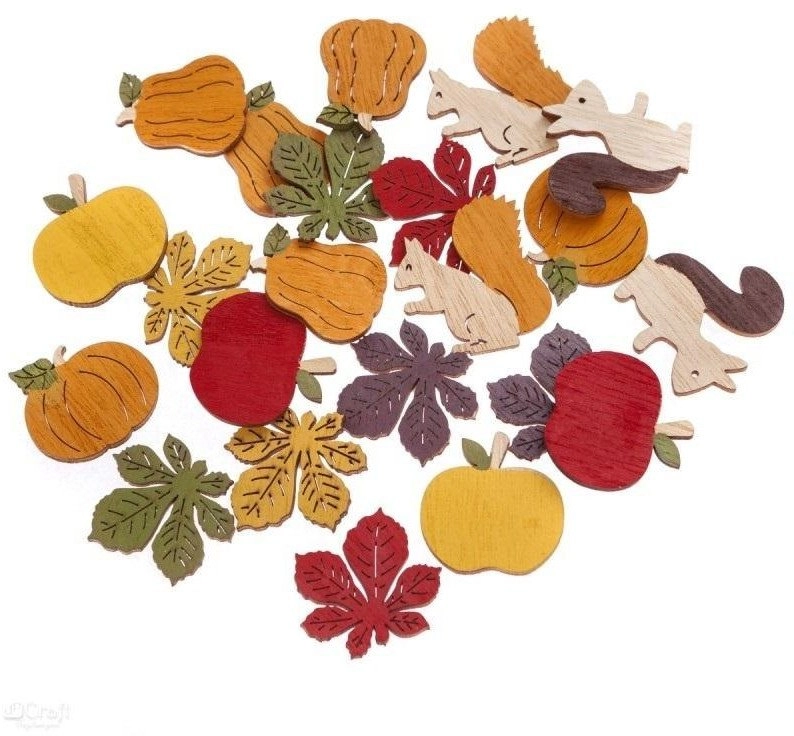 Self-adhesive wooden autumn motifs  20 pcs