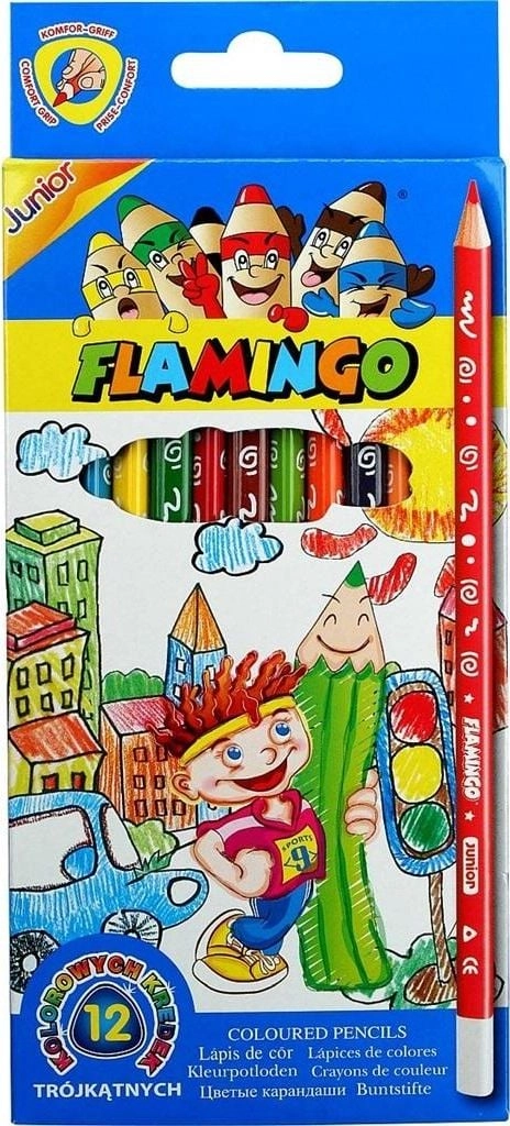 12 COLOR FLAMINGO TRIANGULAR PENCILS 185331