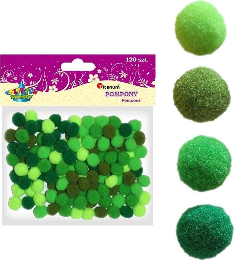 Titanum Polyester pompoms 10mm 120pcs green