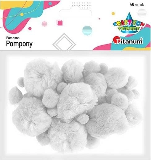Titanum Pompony akrylowe białe 45szt. 397067