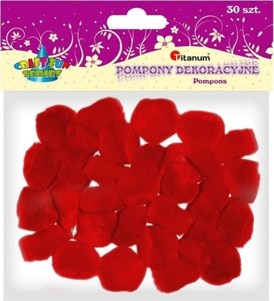 Titanum Akrylowe pompony 25mm 30szt czerwone