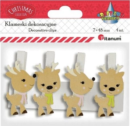 Titanum Klamerki drewniane z dekorem renifer