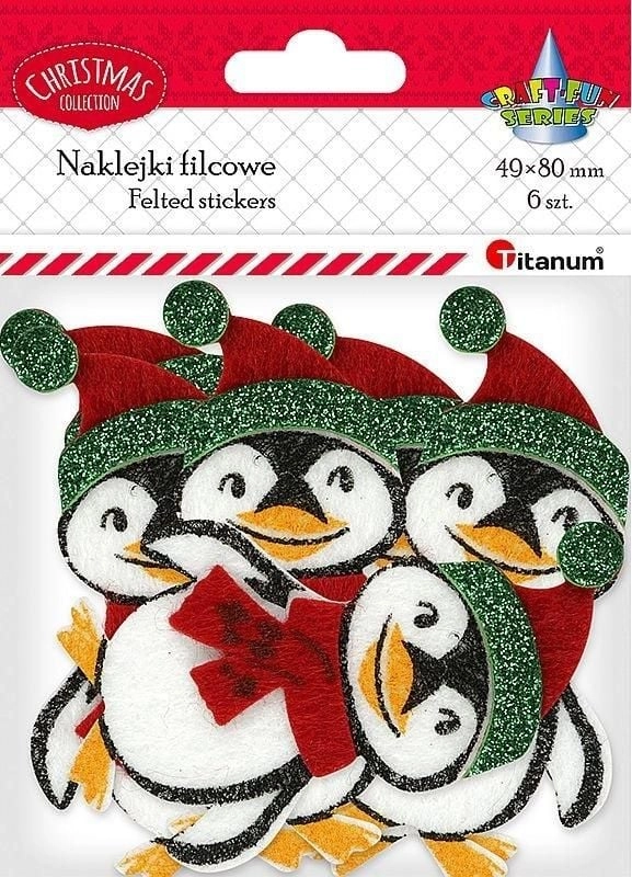 3D penguins felt stickers 6 pcs