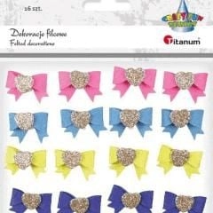 Self-adhesive 3D felt bows 30x20mm mix