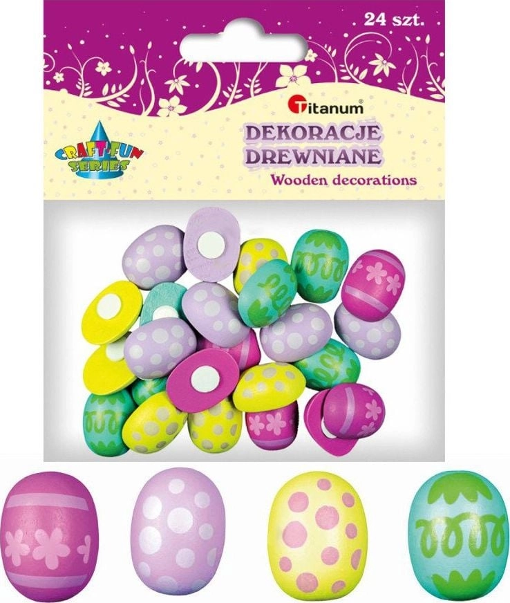 Wooden 3D Easter eggs 18x23mm mix