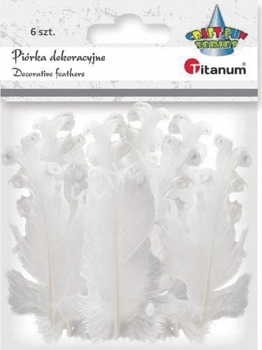 Titanum Piórka curly białe 6szt 405957